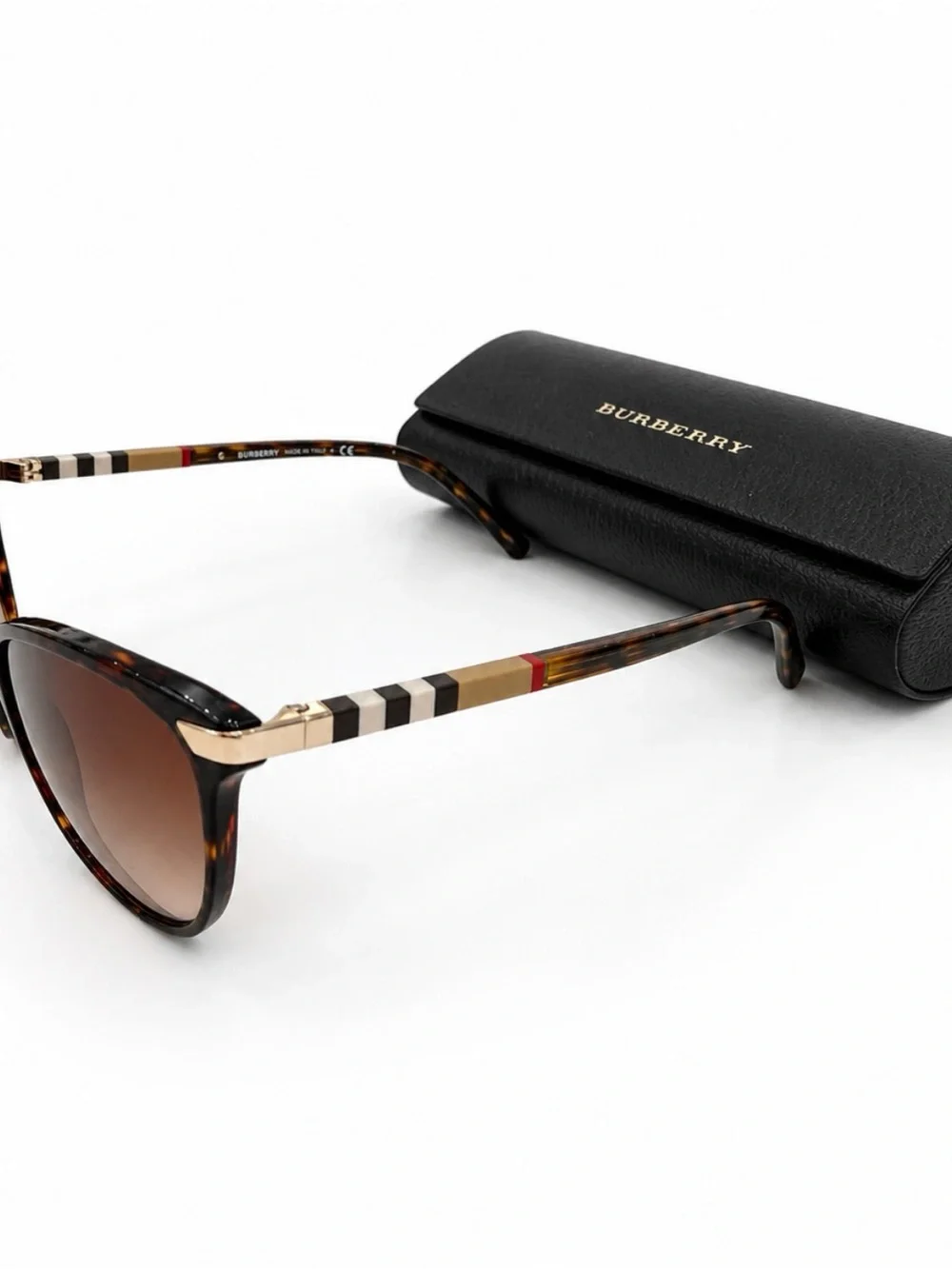 Burberry Tortoiseshell Cat-Eye Sunglasses with Gradient Brown Lenses